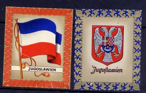 (235) Olympia 1936 Sammelbild Nr.51 und 52 / Jugoslawien Fahne und Wappen der Teilnehmerländer / Aurelia - Ernst Karl Müller, Dresden