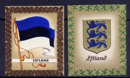 (236) Olympia 1936 Sammelbild Nr.27 und 28 / Estland Fahne und Wappen der Teilnehmerländer / Aurelia - Ernst Karl Müller, Dresden