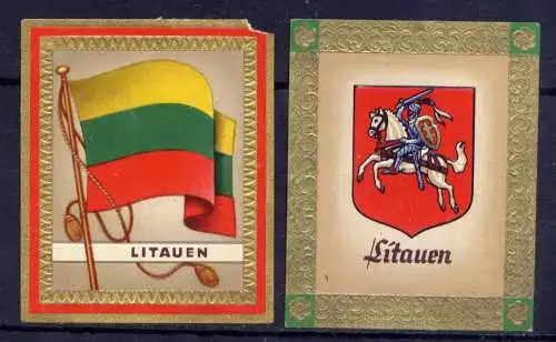 (238) Olympia 1936 Sammelbild Nr.107 und 108 / Litauen Fahne und Wappen der Teilnehmerländer / Aurelia - Ernst Karl Müller, Dresden