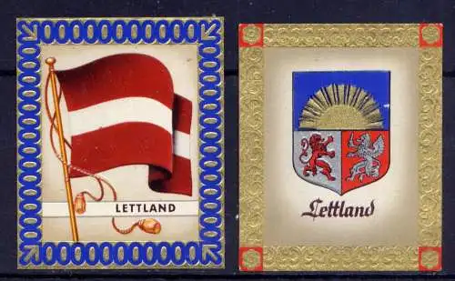 (239) Olympia 1936 Sammelbild Nr.55 und 56 / Lettland Fahne und Wappen der Teilnehmerländer / Aurelia - Ernst Karl Müller, Dresden