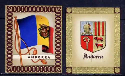 (240) Olympia 1936 Sammelbild Nr.116 und 117 / Andorra Fahne und Wappen der Teilnehmerländer / Aurelia - Ernst Karl Müller, Dresden