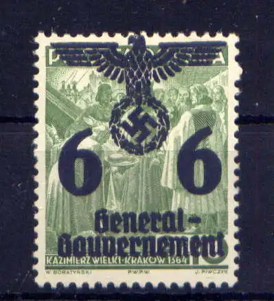 (138) Deutsches Reich Generalgouvernement Nr.19         *  ungebraucht