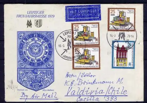 (1521) Brief DDR Nr.2404(3) + 2403      -    Sammlerbrief echt gelaufen Leipzig nach Valdivia Chile