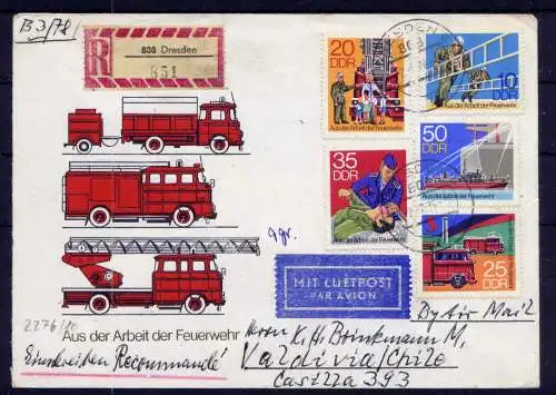(1523) Brief DDR Nr.2276/80      -    Sammlerbrief Einschreiben echt gelaufen Dresden nach Valdivia Chile