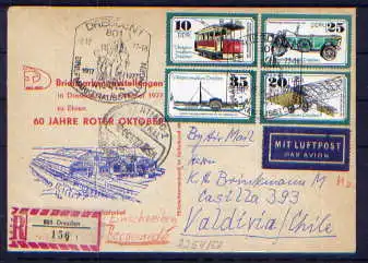 (1526) Brief DDR Nr.2254/8) + 2258 Rückseite      -    Sammlerbrief Einschreiben echt gelaufen Dresden nach Valdivia Chile