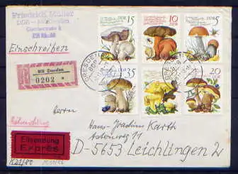 (1529) Brief DDR Nr.2551 /6      -    Sammlerbrief Einschreiben Express echt gelaufen Dresden nach Valdivia Chile