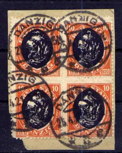 (464) Danzig Nr.54 Viererblock                        O  gestempelt