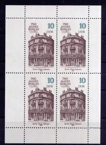 (34210) DDR Nr.3075 Kleinbogen             **  postfrisch