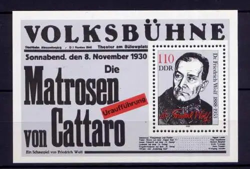 (34374) DDR Nr.3213  Block 96                  **  postfrisch