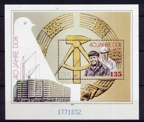 (34378) DDR Nr.3283  Block 100                  **  postfrisch