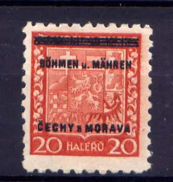 (604) Böhmen und Mähren Nr.3             **  postfrisch
