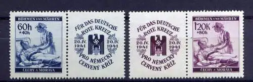 (691) Böhmen und Mähren Nr.62/3 Zf               **  postfrisch