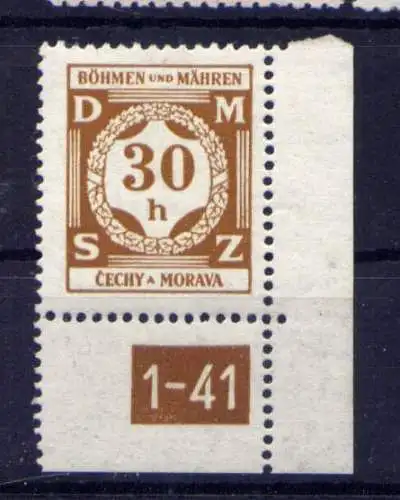 (815) Böhmen und Mähren Dienst Nr.1               **  postfrisch / Rand