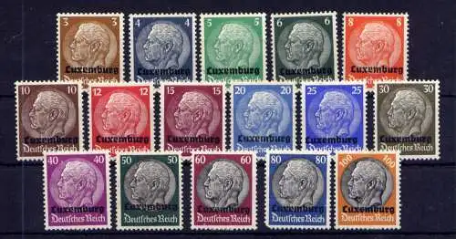 (073) Deutsches Reich Luxemburg Nr.1/16                 *  ungebraucht