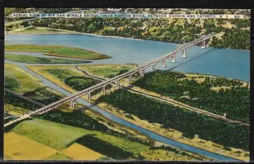 [Echtfotokarte farbig] 209 * RIP VAN WINKLE BRIDGE OVER HUDSON RIVER * BETWEEN HUDSON AND CATSKILL N.Y. **!!. 