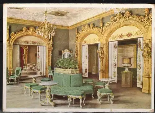 [Echtfotokarte farbig] 199 * WELTKURSTADT WIESBADEN * GRÜNER SALON **!!. 