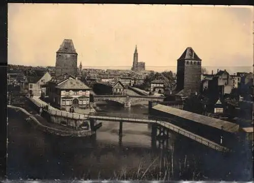 [Echtfotokarte schwarz/weiß] 137 * STRASSBURG * DIE GEDECKTEN BRÜCKEN MIT MÜNSTER **!!. 