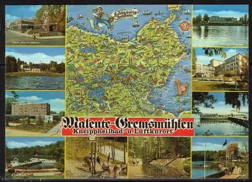 [Echtfotokarte farbig] 150 * MALENTE-GREMSMÜHLEN * KNEIPPHEILBAD UND LUFTKURORT * IN 11 ANSICHTEN **. 