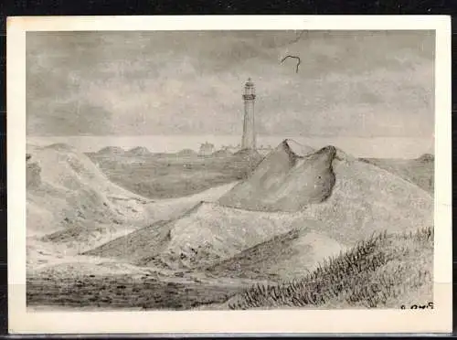 [Echtfotokarte schwarz/weiß] 14 * SYLT FOTO * ZEICHNUNG KAMPEN LEUCHTTURM **!!. 