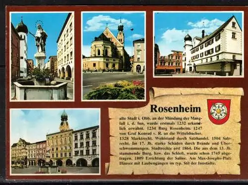 [Echtfotokarte farbig] 33 * ROSENHEIM * IN 4 ANSICHTEN **!!. 