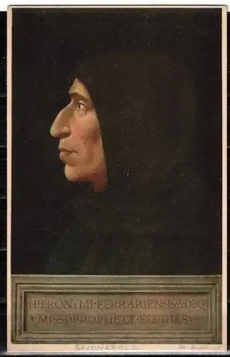 [Echtfotokarte farbig] 240 * KÜNSTLERKARTE * FLORENZ * MUSEUM SAN MARCO * GIROLAMO SAVONAROLA **!!. 