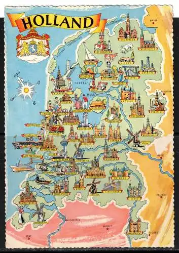 [Echtfotokarte farbig] 236 * KÜNSTLERKARTE HOLLAND * SEHENSWÜRDIGKEITEN * RÜCKSEITE 3 STEMPEL KONGRESS **!!. 