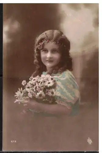 [Echtfotokarte farbig] 204 * KÜNSTLERKARTE KIND * MUTTI DIESE BLUMEN SIND FÜR DICH **!!. 