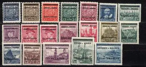 Bes. 2. Wk. Böhmen/M. Nur Hauptgebiet 1939 Nr 1/19 Postfrisch / **