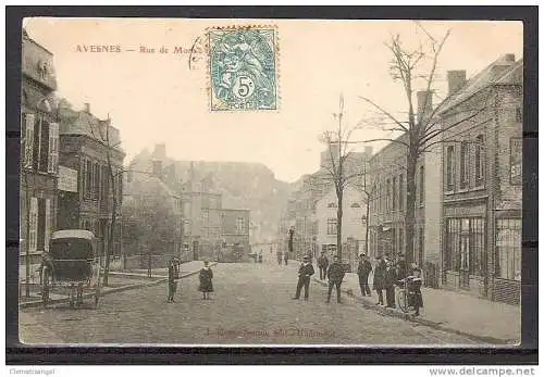 [Echtfotokarte schwarz/weiß] 307 *  AVESNES * RUE DE MONS **!!. 