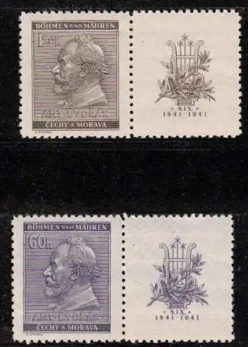 Bes. 2. Wk. Böhmen/M. Nur Hauptgebiet 1941 Nr 73/4 Postfrisch / **