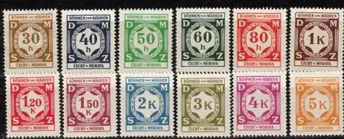 Bes. 2. Wk. Böhmen/M. Nur Hauptgebiet 1941 Nr 1/12 Postfrisch / **