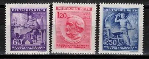 Bes. 2. Wk. Böhmen/M. Nur Hauptgebiet 1943 Nr 128/30 Postfrisch / **