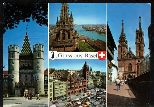 [Echtfotokarte farbig] 359 * GRUSS AUS BASEL * IN 4 ANSICHTEN * DIE KARTE WURDE IN BAD SÄCKINGEN VERSANDT ' 1994 **!!. 