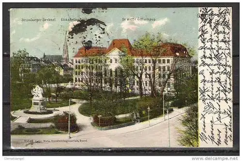 [Echtfotokarte farbig] 366 * GRUSS AUS BASEL * DE WETTE SCHULHAUS * 1903 **!!. 