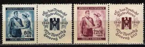 Bes. 2. Wk. Böhmen/M. Nur Hauptgebiet 1940 Nr 53/4 Postfrisch / **