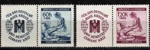 Bes. 2. Wk. Böhmen/M. Nur Hauptgebiet 1941 Nr 62/3 MIT ZIFFERBLATT Postfrisch / **