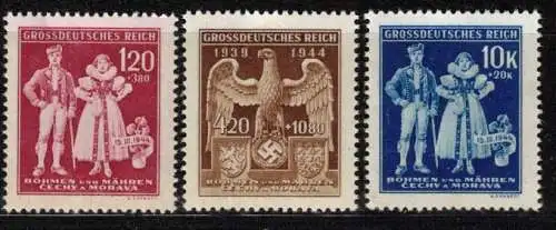 Bes. 2. Wk. Böhmen/M. Nur Hauptgebiet 1944 Nr 133/5 Postfrisch / **