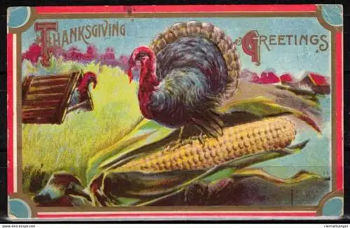 [Echtfotokarte farbig] 368 * THANKSGIVING GREETINGS * VON BOSTON **!. 