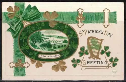 [Echtfotokarte farbig] 427 * ST. PATRICK*S DAY GREETING * A BIT OF IRISH SOIL * 1912 **!!. 