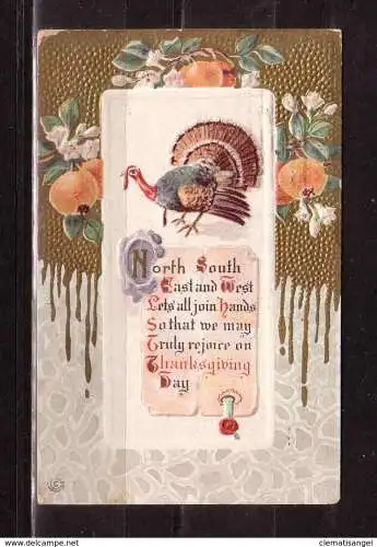 [Echtfotokarte farbig] 373 * FEINE PRÄGEKARTE * THANKSGIVING CARD * 1914 **!!. 