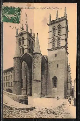 [Echtfotokarte schwarz/weiß] 401bb * MONTPELLIER * CATHEDRALE ST-PIERRE * 1913 **!!. 