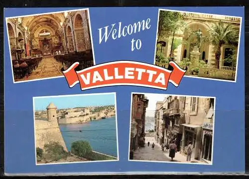 [Echtfotokarte farbig] 398bb * WELCOME TO VALLETTA * CAPITAL CITY OF MALTA * IN 4 ANSICHTEN **!!. 