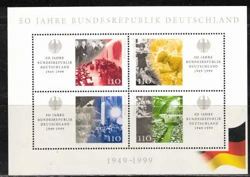 Bundesrep. Deutschland Nur Hauptgebiet 1999 Nr BLOCK 49 Postfrisch / **