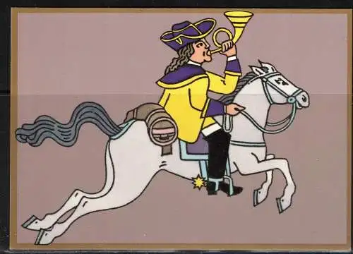 [Echtfotokarte farbig] 115 * THURN UND TAXISCHER POSTREITER IM 18.JAHRHUNDERT * POSTREKLAME **!!. 