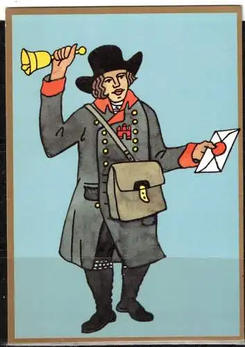 [Echtfotokarte farbig] 114 * BOTE DER HAMBURGISCHEN FUSSPOST 1808 * MIT MARKE UND SONDERSTEMPEL **!!. 