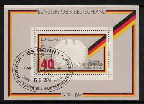 Bundesrep. Deutschland Nur Hauptgebiet 1974 Nr BLOCK 10 Sonderstempel