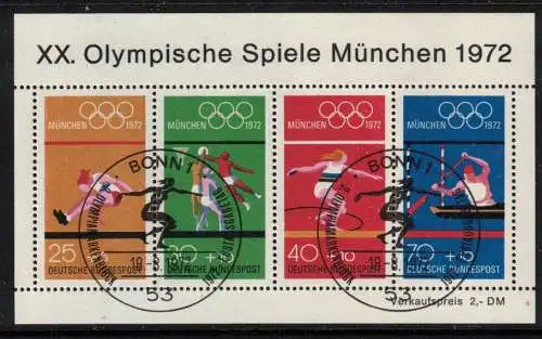 Bundesrep. Deutschland Nur Hauptgebiet 1972 Nr BLOCK 8 Sonderstempel