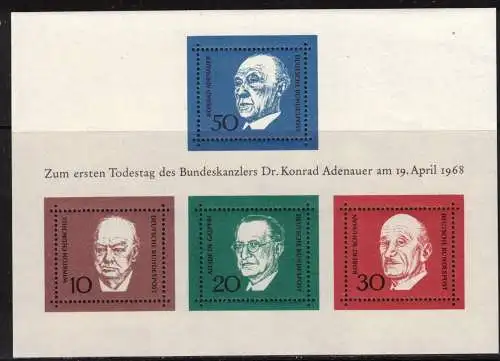 Bundesrep. Deutschland Nur Hauptgebiet 1968 Nr BLOCK 4 Postfrisch / **