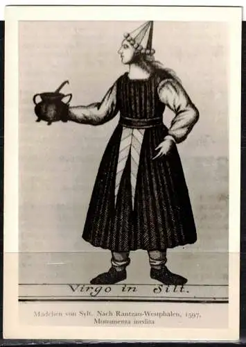 [Echtfotokarte schwarz/weiß] 23 * VIRGO IN SILT * JUNGFRAU AUF SYLT *. 