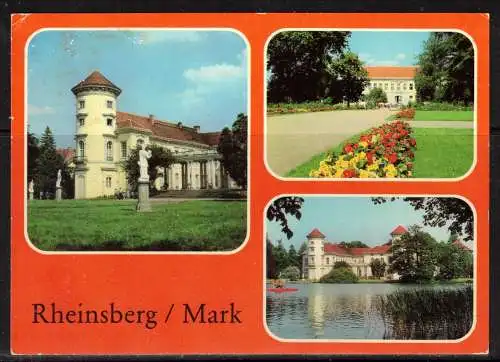 [Echtfotokarte farbig] 480bb * RHEINSBERG/MARK * IN 3 ANSICHTEN MIT SCHLOSS * JETZT DIABETIKER SANATORIUM **!!. 